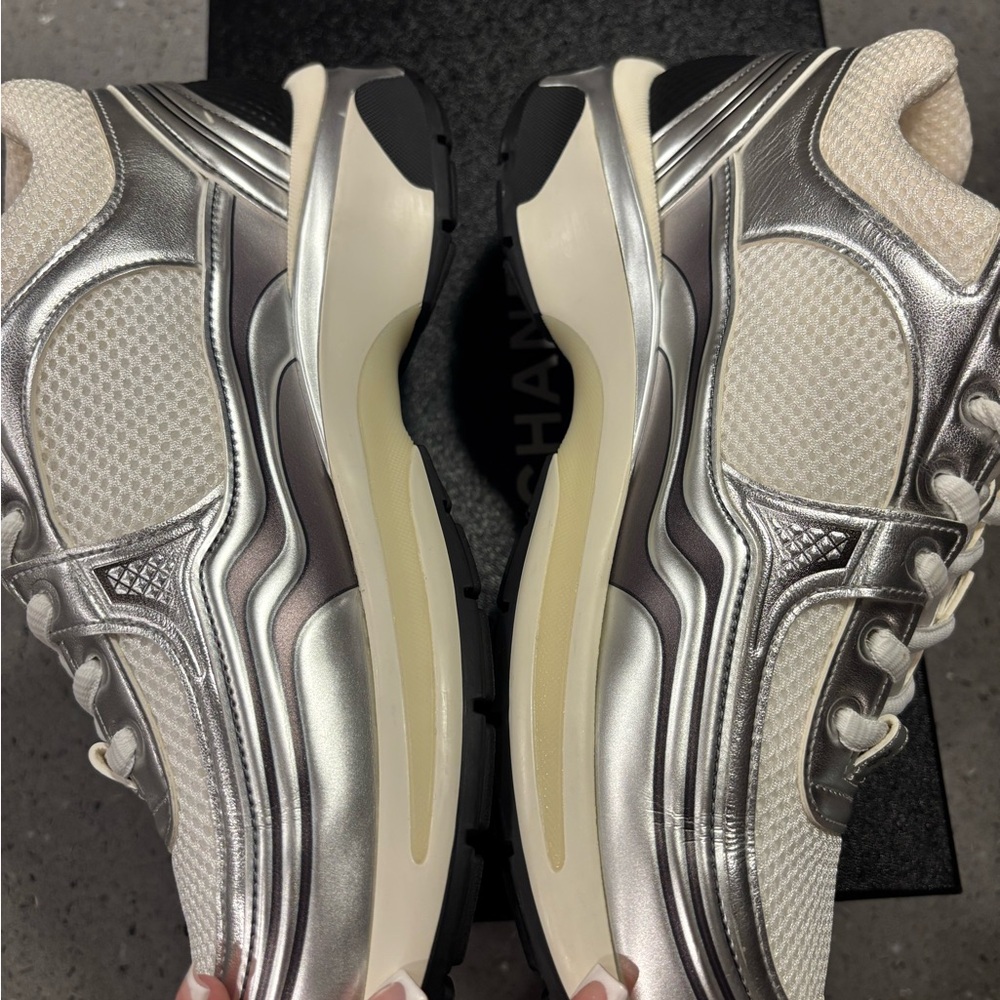 CHANEL Silver Mesh Sneakers - Picture 4 of 14